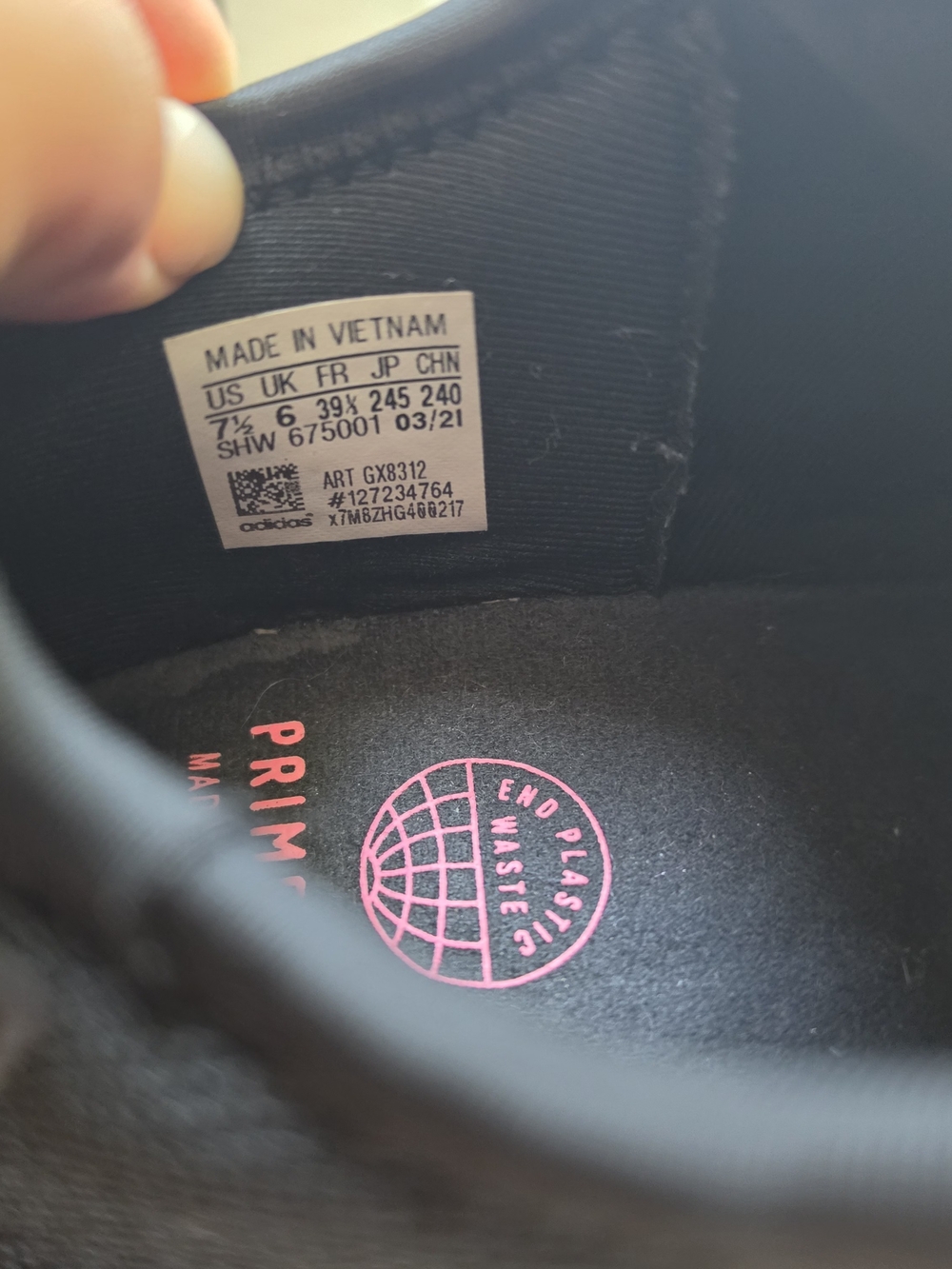 adidas Black Sneakers with Pink Accents Size 7.5 - Picture 4 of 6